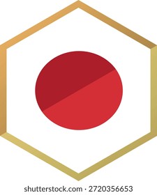 Bandeira Japonesa em Quadro Hexágono, Design Simples, Símbolo Nacional