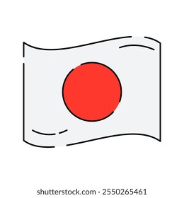 Japanese Flag Icon Illustration with soft colour palette in flat design style Perfect for cultural designs and illustrations.