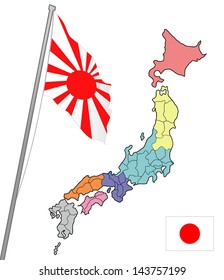Japanese Flag Japan map Vector