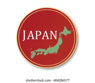 japanese flag and map icon.vector art