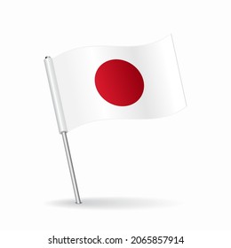 Japanese flag map pointer layout. Vector illustration.