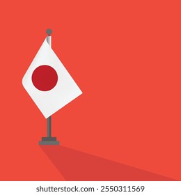 Bandeira japonesa no polo com efeito de onda