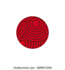 Japanese flag with pattern on white background. Traditional asian symbol , texture isolated. Modern icon for banner design, logo. Japanese sun, sunrise, country flag. Japan asian vector illustration