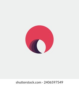 Japanese flag red circle logo with blank background