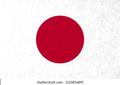 Japanese flag with red circle on white background. Vector Japanese flag vector illustration with cool grunge texture. Vector flag of Japan in official red white colors with grunge texture.