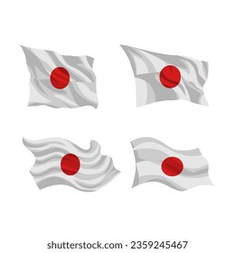 Diseño de conjunto de vectores de forma de bandera japonesa