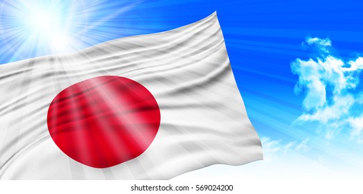 Japanese flag sky background