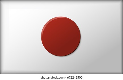 Japanese flag with a three-dimensional feeling. Vector design