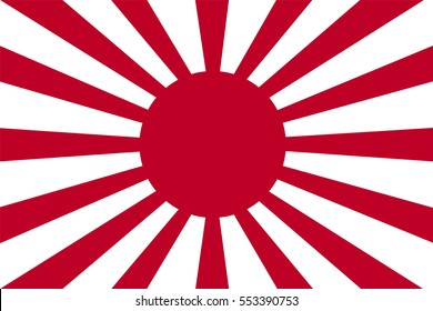 Vetor de bandeira japonesa. Bandeira Imperial do Exército Japonês. Símbolo do Sol Nascente.