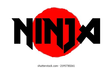 Ilustración vectorial de bandera japonesa con inscripción ninja, para fondo, papel tapiz e impresión