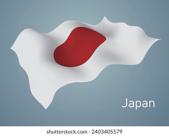 Japanese flag, Waving on blue background, vector format is eps10 