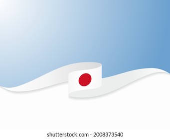 Japanese flag wavy abstract background. Vector illustration.