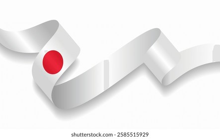 Japanese flag wavy abstract background. Vector illustration.