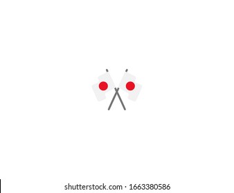 Japanese flags vector flat icon. Isolated Japan crossed flags emoji illustration 