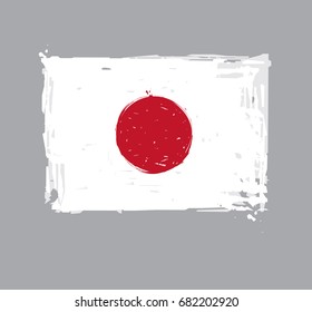 Japanese Flat Flag - Vector Artistic Brush Strokes and Splashes. Grunge Illustration, all elements neatly on layers and groups. The JPEG has a clipping path for accurate background removal