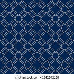 Japanese Floral Circle Art Seamless Pattern