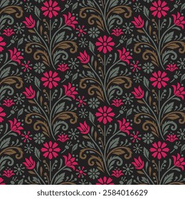 japanese floral pattern with ornamental motifs for seamless wallpaper fashion and textile printing