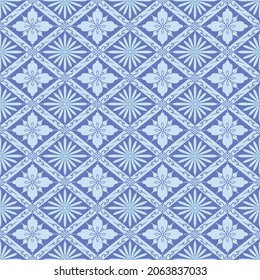 Japanese Flower Art Diamond Vector Seamless Pattern