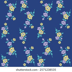 Japanese Flower Branch Vector Seamless Pattern
