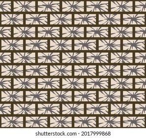 Japanese Flower Brick Vector Seamless Pattern