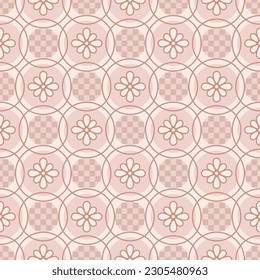 Japanese Flower Circle Vector Seamless Pattern