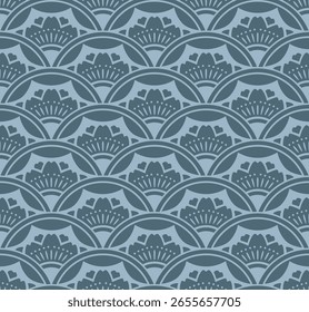 Patrón inconsútil del Vector de onda del círculo de la flor japonesa
