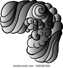 Japanese flower for coloring book.Vector illustration of Asian.Background design for tattoo idea.Peony and Chrysanthemum vector for ptinting on shirt.Stickers style.Chinese waves and clouds vector.