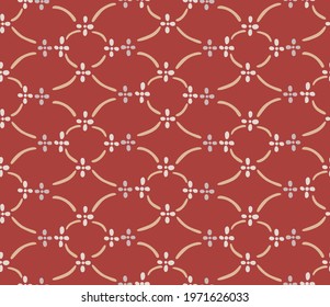 Japanese Flower Curl Net Vector Seamless Pattern