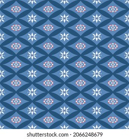 Japanese Flower Diamond Art Vector Seamless Pattern