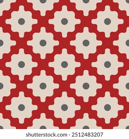 Japanese Flower Diamond Net Vector Seamless Pattern