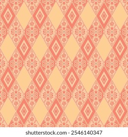 Japanese Flower Diamond Vector Seamless Pattern