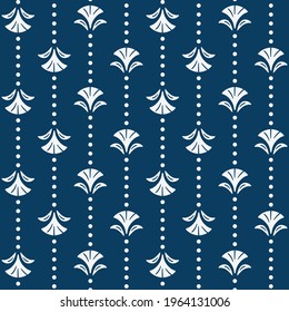 Japanese Flower Dot Line Vector Seamless Pattern