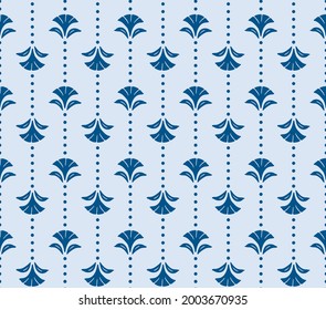 Japanese Flower Dot Line Vector Seamless Pattern