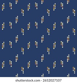 Japanese Flower Dot Line Vector Seamless Pattern
