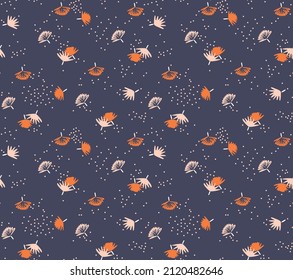 Japanese Flower Fall Vector Seamless Pattern