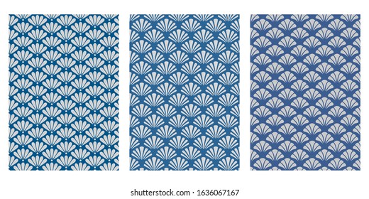 Japanese Flower Fan, Sea Shell Abstract Vector Background Collection