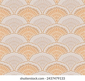 Japanese Flower Fan Wave Vector Seamless Pattern