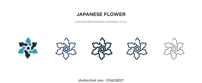 japanese flower icon in different style vector illustration. two colored and black japanese flower vector icons designed in filled, outline, line and stroke style can be used for web, mobile, ui