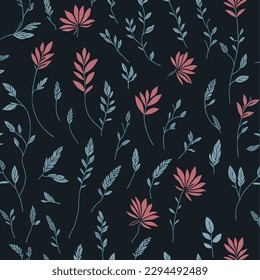Japanese Flower Leaf Branch Stripe Vector pattern