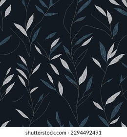 Japanese Flower Leaf Branch Stripe Vector pattern