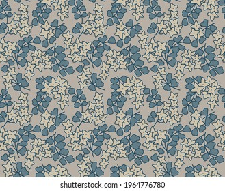 Japanese Flower Leaf Branch Vector Seamless Pattern