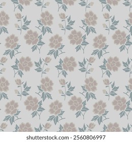 Japanese Flower Leaf Branch Vector Seamless Pattern