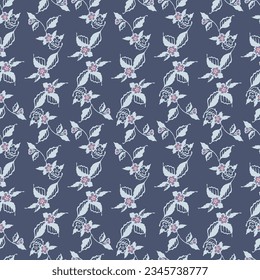 Japanese Flower Leaf Fall Vector Seamless Pattern