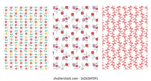 Japanese Flower Leaf Flow, Ivy, Vine Abstract Vector Background Collection