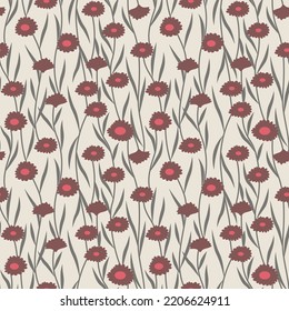 Japanese Flower Leaf Flow Vector Seamless Pattern