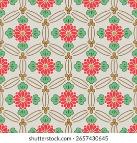 Japonês Folha de Flor Hexágono Vetor Sem Costura Padrão