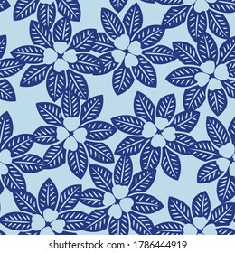Japanese Flower Leaf Vector Seamless Pattern