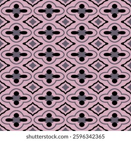 Japanese Flower Mosaic Vector Seamless Pattern