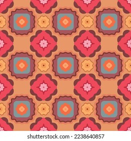 Japanese Flower Motif Diamond Vector Seamless Pattern
