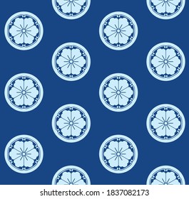 Japanese Flower Motif Vector Seamless Pattern